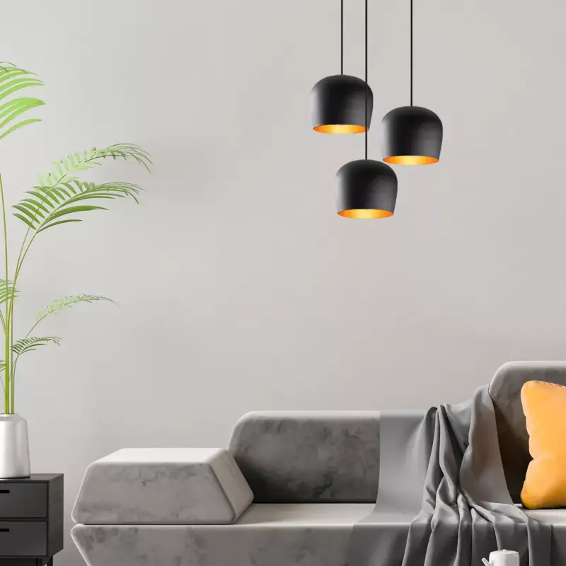 Modern fekete csillár, 48 cm átmérő, 111 cm magasság | Vastest, 3 x E27 aljzat, IP20 | Stílusos ipari és skandináv dizájn otthonra és irodára, tökéletes kortárs terekbe Csak ma