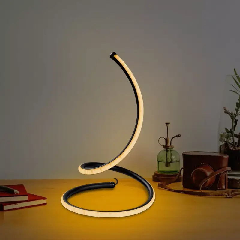 Stílusos fekete asztali lámpa, fém ház, 25 cm átmérő x 40 cm magasság | 80 CRI, IP20, LED 12W 3000K | Be-/kikapcsoló, tökéletes modern lakberendezési és környezeti világítási megoldásokhoz Legjobb ár