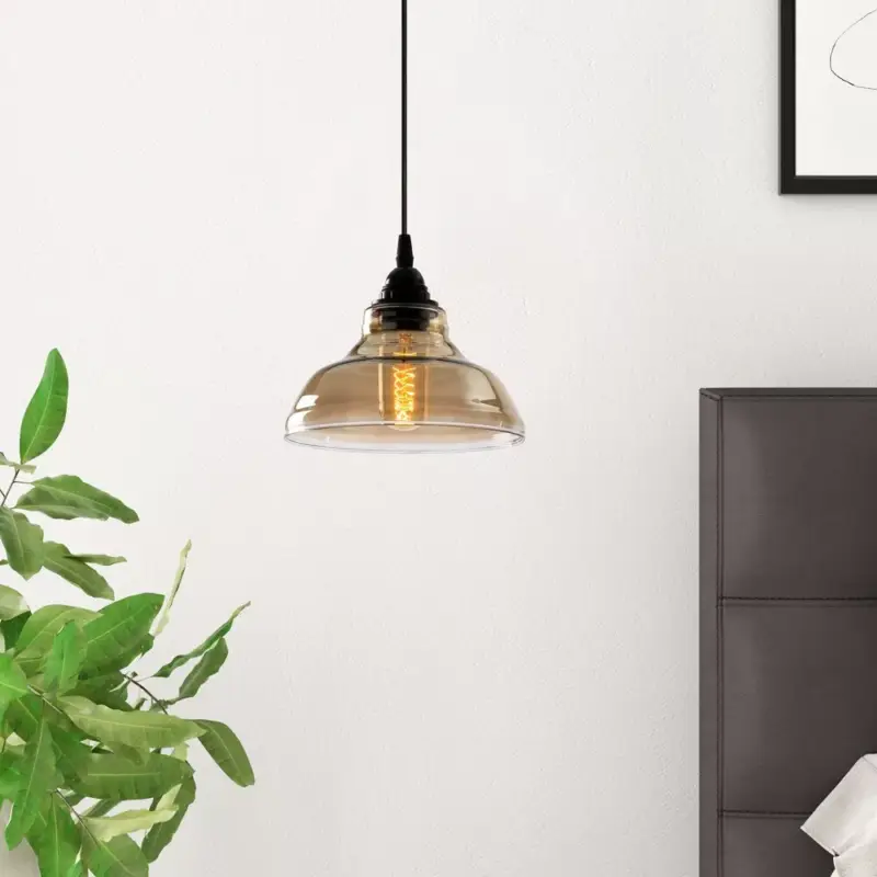 Skandináv stílusú csillár, fekete fém test, 20 x 20 cm, magasság 108 cm, 90 cm kábel, E27 aljzat Max 40W, IP20 | Elegáns világítás modern lakberendezéshez és étkezőkhöz Utolsó esély
