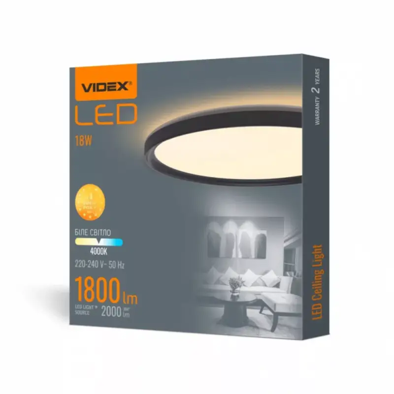 LED lámpatest , mennyezeti , 18W , 29 cm , természetes fehér , fekete , kerek , VIDEX Alacsony ár