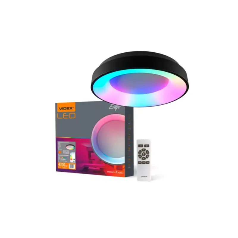 Videx EDGE 72 W-os RGB fekete távirányítós mennyezeti lámpa Utolsó esély