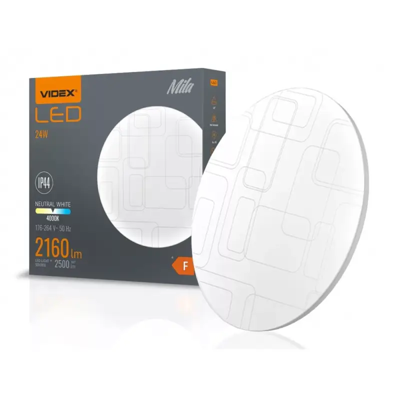 LED lámpatest , 24W , kerek , természetes fehér, mintázott , IP44 , VIDEX , Mila Biztonságos vásárlás