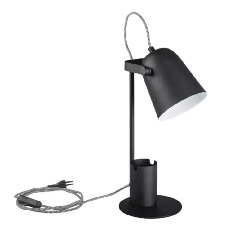 Szezonális akció LED lámpatest , asztali , kapcsolóval , telefontartóval , E27 , fekete , Kanlux , Raibo