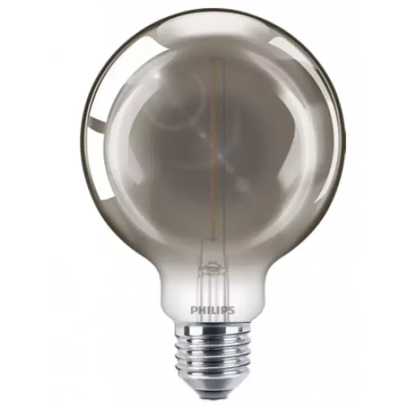 LED lámpa , égő , izzószálas hatás , filament , gömb , E27 , G93 , 2 Watt , meleg fehér , szürke , Philips , Classic smoky Bestseller
