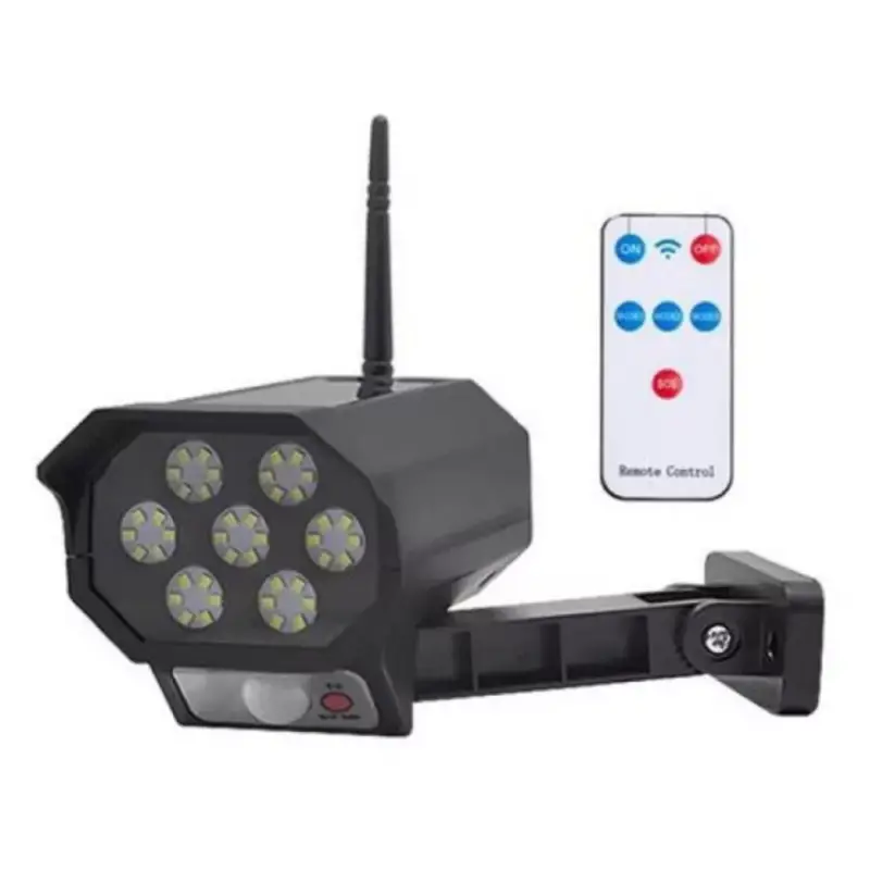 LED lámpatest, napelemes , oldalfali , álkamera , mozgásérzékelős , távirányítóval , 5 Watt , hideg fehér , kültéri , fekete , IP65 Exkluzív ajánlat