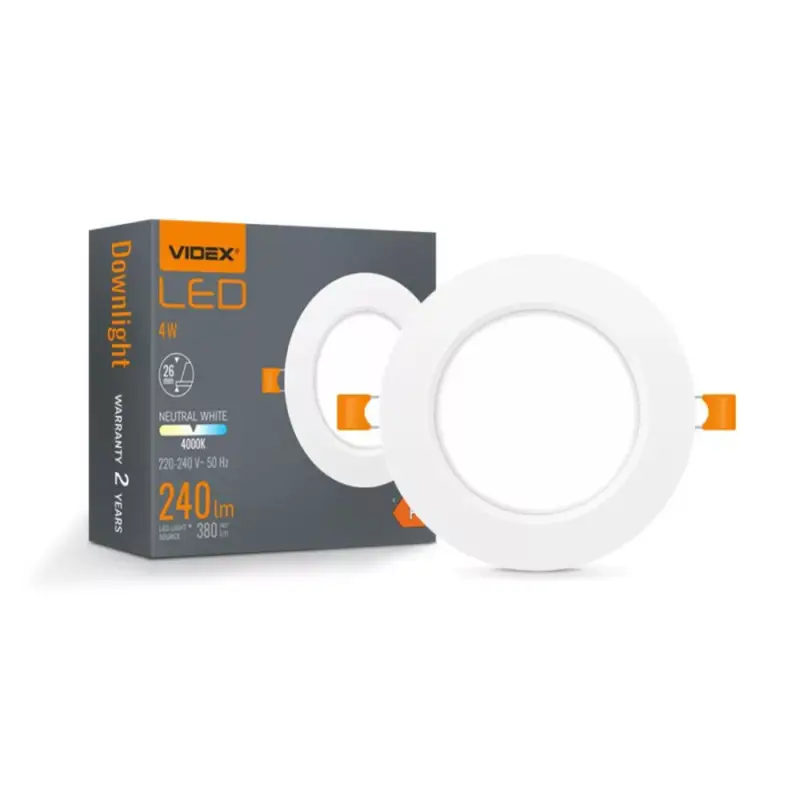 Videx 4 W-os süllyesztett natúr fehér kör alakú LED-es mennyezetlámpa Újdonság