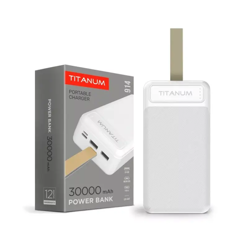Árcsökkenés Videx TITANUM power bank fehér színű 30000mAh TPB-914