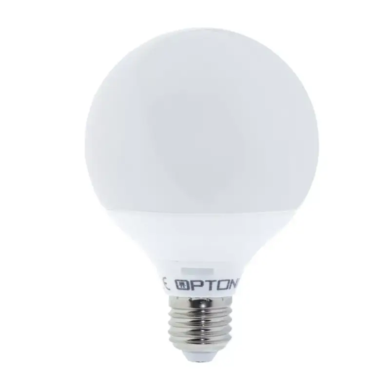Olcsóbb LED műanyag izzó G95 E27 5 év garancia, 12W, 6000K, hideg fehér, 1055 lm, fehér, Optonica, 1742