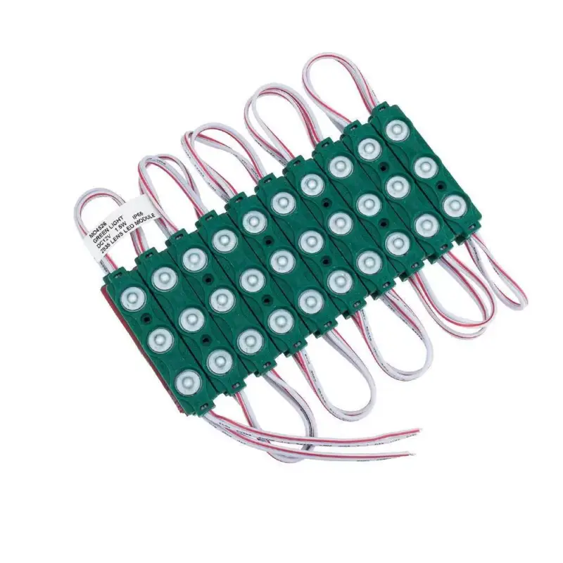Gyors kiszállítás LED lencse modul 3 2835, 1,5W, zöld, dimmelhető, 120 lm, IP65, Optonica, 4526