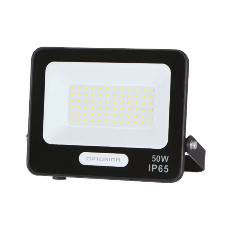 Expressz kézbesítés LED smd reflektor, fekete, IP65, 15 cm-es kábellel, 50W, 6000K, hideg fehér, 4500 lm, Optonica, 15825