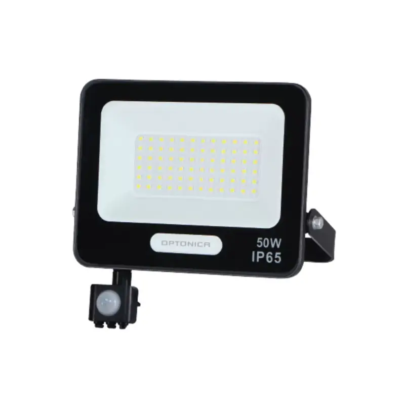 LED smd reflektor IP65 feketetel és érzékelővel, 50W, 6000K, hideg fehér, 4500 lm, Optonica, 15857 Vedd meg online