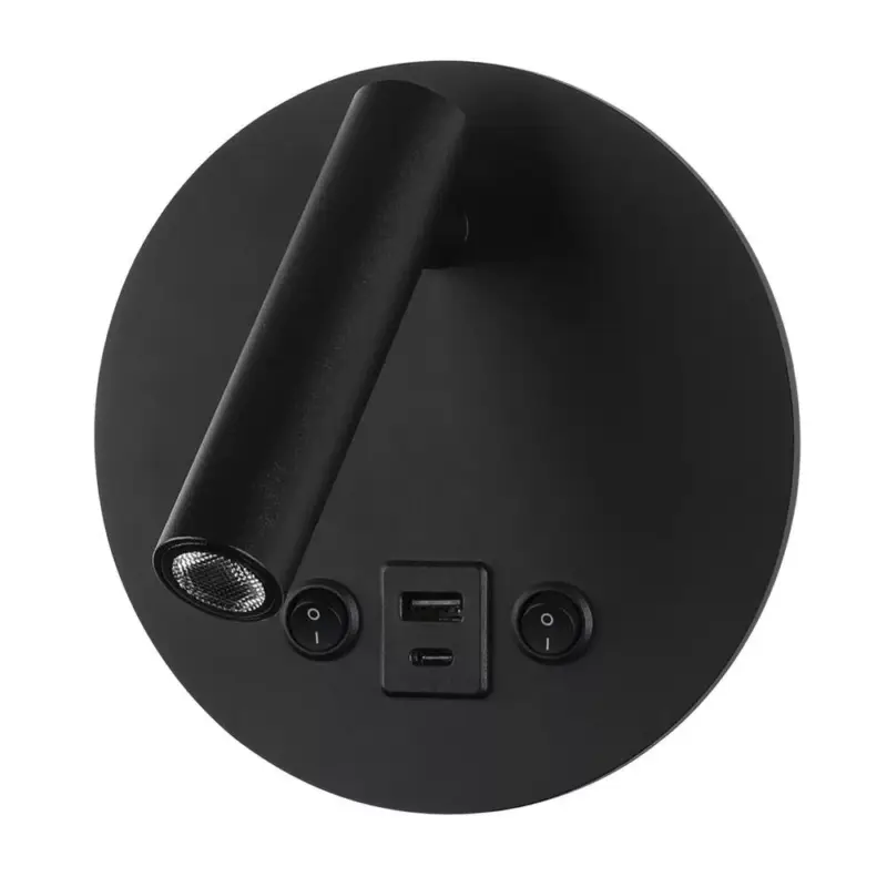 Ne maradj le LED fali lámpa 8w ki/be kapcsolóval + usb fekete, 4200K, természetes fehér, 700 lm, Optonica, 7586