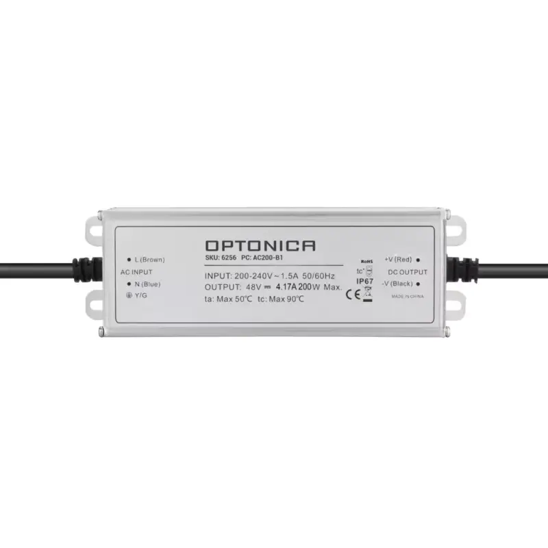 LED vízálló tápegység IP67 200w 48v 4.17 a 3 év garancia, fehér, Optonica, 6256 Olcsóbb