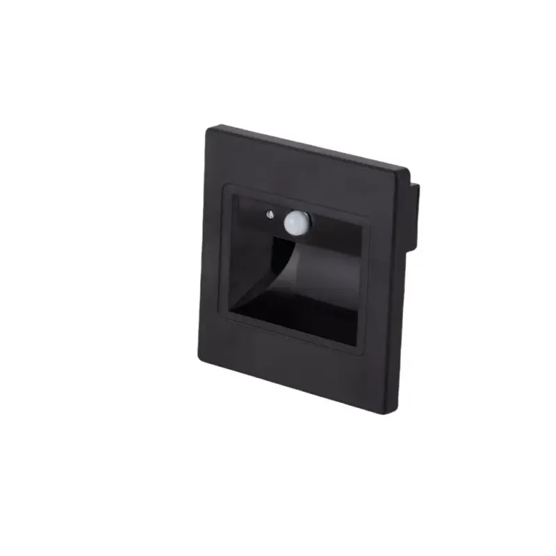 Árengedmény LED lépcsővilágítás négyzet alakú 1w 4000k IP20 fekete + szenzor, természetes fehér, 80 lm, Optonica, 7556