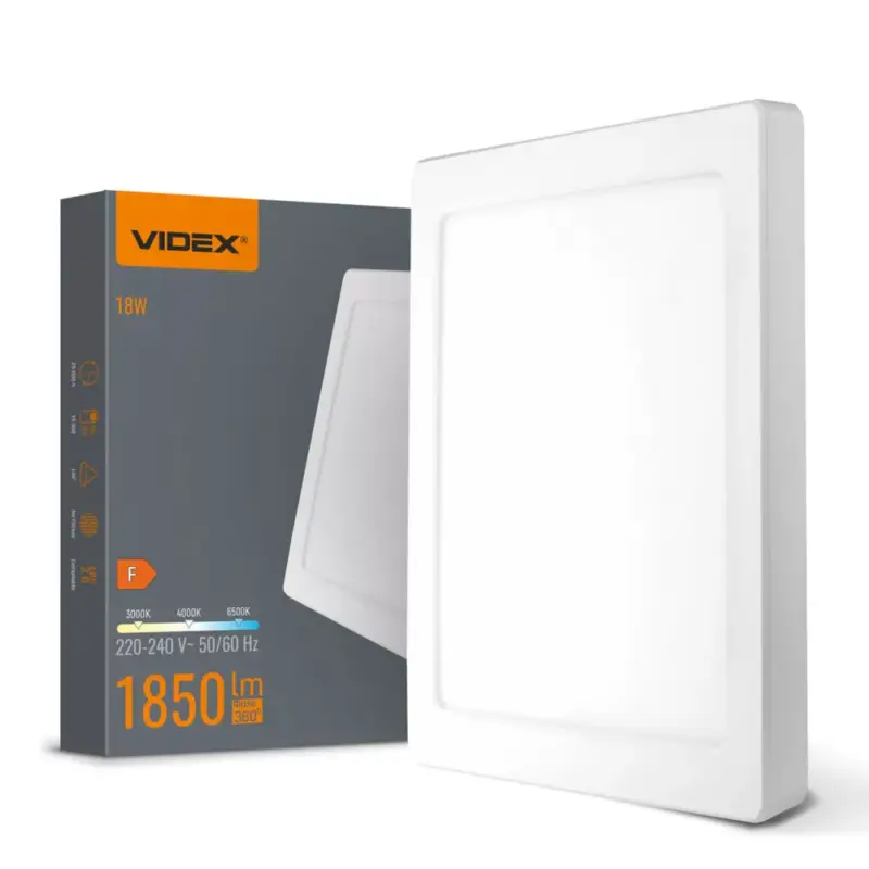 Csak ma VIDEX DL6S 18W LED négyzet alakú lámpa 3000K-4000K-6500K
