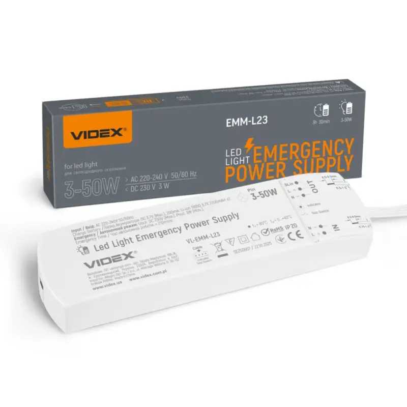 Újdonság VIDEX VL-EMM-L23 LED vészhelyzeti tápegység