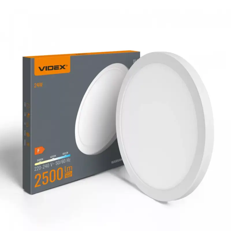 Biztonságos fizetés VIDEX DL6R LED Mennyezeti Lámpa 24W 3000K-4000K-6500K 220V Fehér