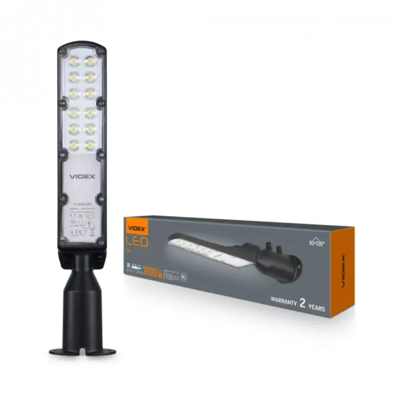 Végkiárusítás Videx LED forgatható 30 W-os fekete színű LED utcai lámpa 5000K IP65