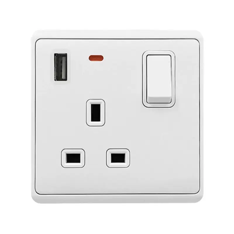 Szuper akció LONDON SINGLE SOCKET 2P BUTTON SWITCH NEON+USB WH