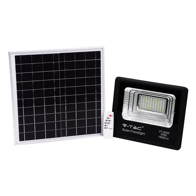 Napelemes LED reflektor, 6400K, hideg fehér, 1650lm, fekete, IP65, V-TAC, 94010 Legnépszerűbb