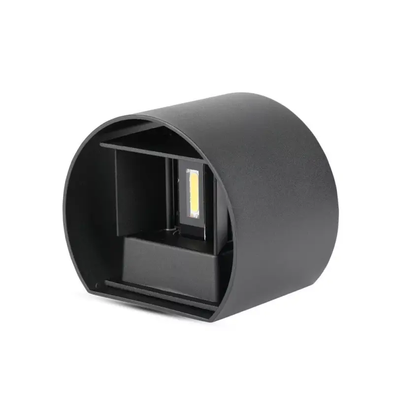 Kiárusítás LED fali lámpa kétirányú kerek Bridgelux, 5w, 3000K, meleg fehér, 700lm, 120°, fekete, CRI>80, IP65, V-TAC, 217081
