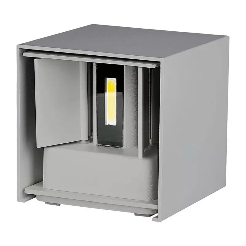 LED fali lámpa kétirányú négyzet alakú Bridgelux, 11w, 4000K, természetes fehér, 1360lm, 120°, szürke, CRI>80, IP65, V-TAC, 218532 Kiárusítás