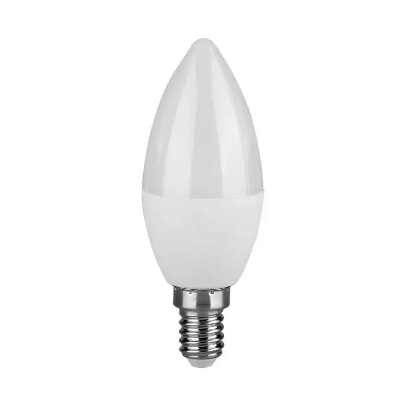 LED izzó gyertya alakú E14, 4,5w, 3000K, meleg fehér, 470lm, 180°, fehér, CRI>80, V-TAC, 2142151 Kedvezmény