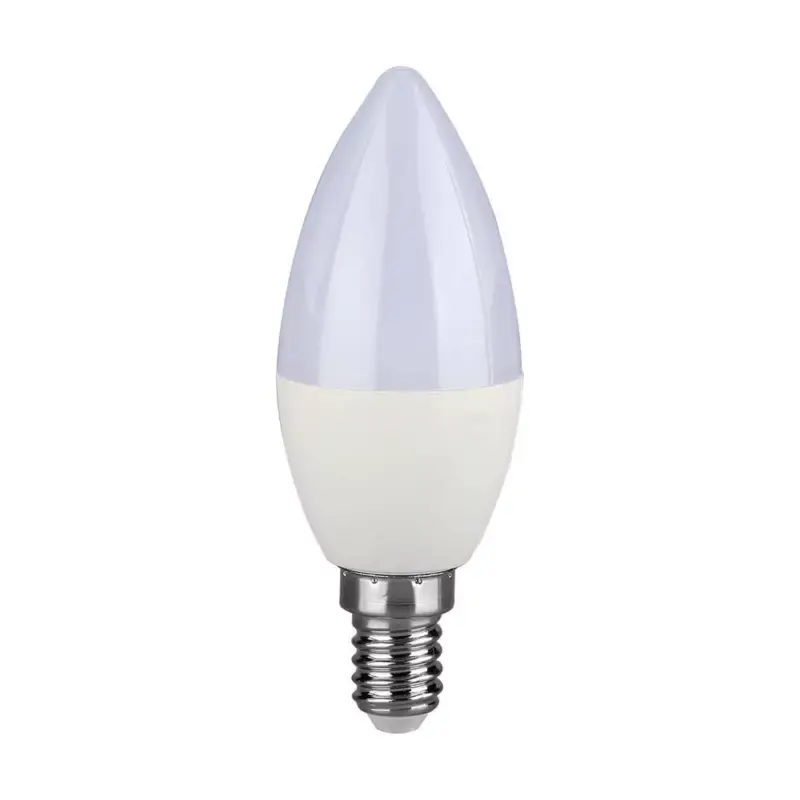 Bestseller LED izzó gyertya alakú E14, 2,9w, 6500K, hideg fehér, 250lm, 180°, fehér, CRI>80, V-TAC, 2986