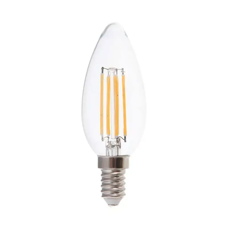 Prémium LED izzó átlátszó filament gyertya alakú E14, 6w, 3000K, meleg fehér, 600lm, 300°, CRI>80, V-TAC, 217423