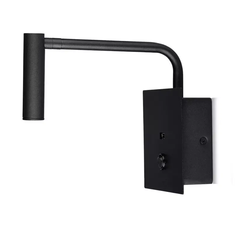 Fali LED olvasólámpa kapcsolóval és USB porttal, 3w, 3000K, meleg fehér, 150lm, 15°, fekete, V-TAC, 211487 Alacsony ár