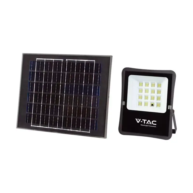 Napelemes LED reflektor, 6400K, hideg fehér, 1200lm, 100°, fekete, IP65, V-TAC, 6966 Kedvezmény