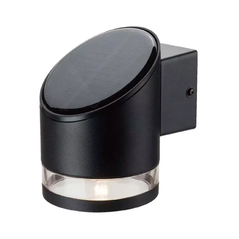 Szolár LED fali lámpatest, 3000K, meleg fehér, 70lm, fekete, IP54, V-TAC, 10384 Végkiárusítás
