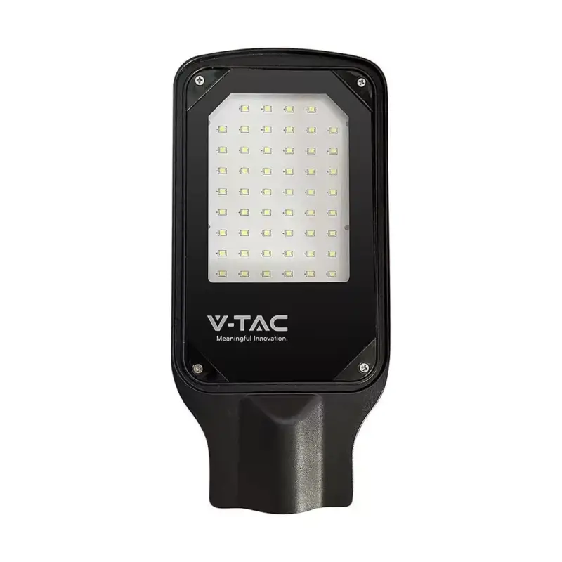 Biztonságos vásárlás LED Vékony utcai lámpa, 50w, 4000K, természetes fehér, 4270lm, 110°, fekete, CRI>70, IP65, V-TAC, 10208