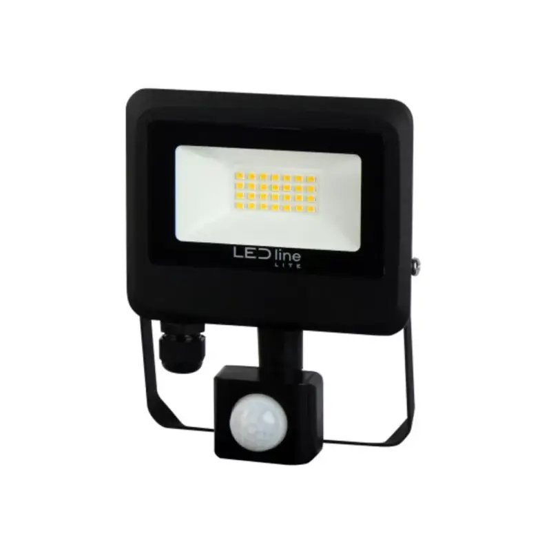 PHOTON reflektor mozgásérzékelővel, 120°, IP65, 20 W, természetes fehér, fekete, 3 év garancia, 20W, 4000K, 2000lm, CRI≥80, LED line, LL-203488 Prémium