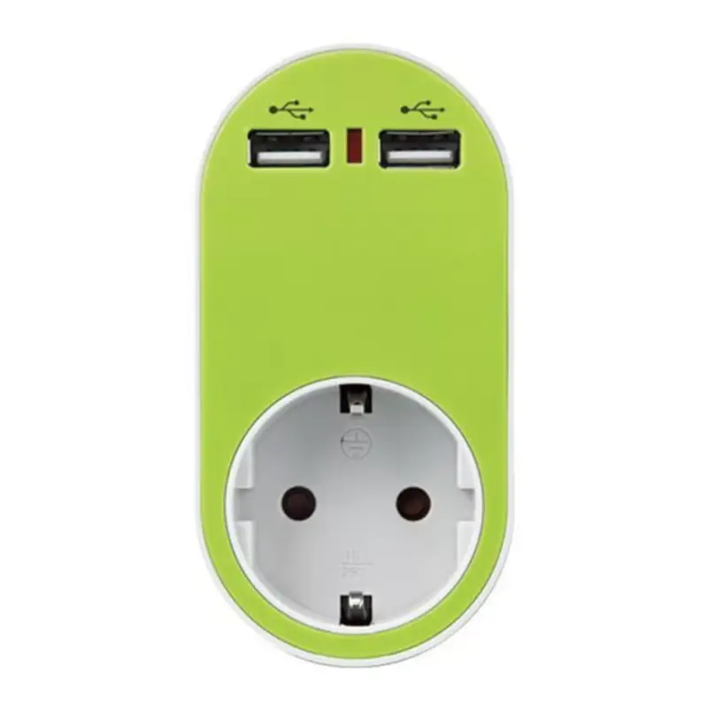 Expressz szállítás Dugaljzat 2 USB csatlakozóval zöld színben, Eurolamp, 716064