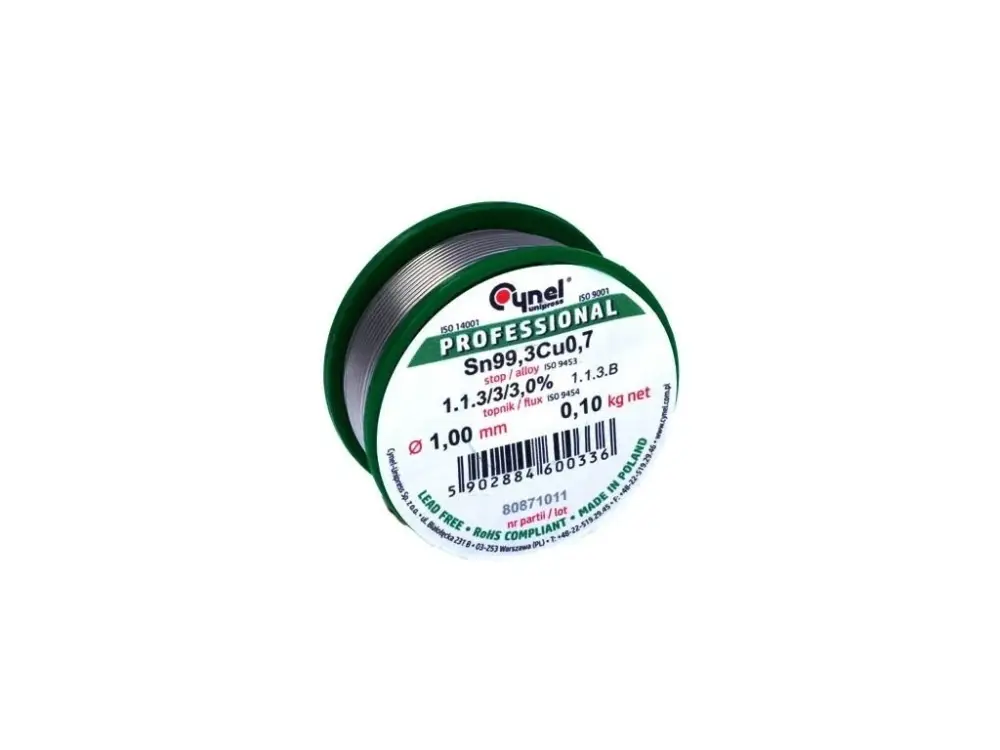 Ólommentes ón forrasztóhuzal folyasztószerrel 1,0mm 100g Alacsony ár