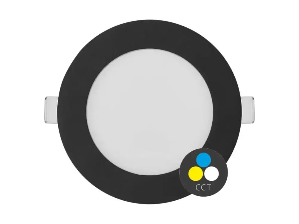 Biztonságos fizetés Fekete süllyeszthető LED-panel, gömbölyű, 120mm, 7W, CCT, Premium
