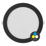 Szezonális akció Fekete süllyeszthető LED-panel, gömbölyű, 225mm, 18W, CCT, Premium