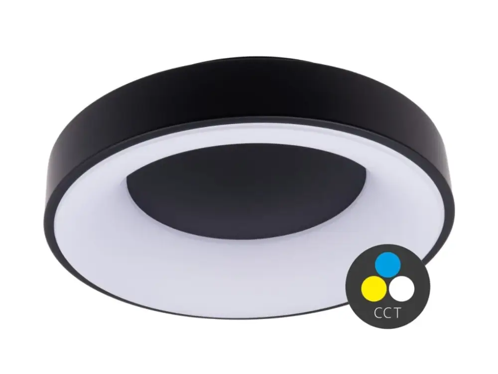 Fekete mennyezeti LED-lámpa, gömbölyű, 600mm, 60W, CCT Vásárlói kedvenc