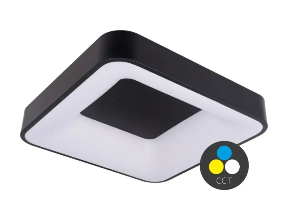 Utolsó esély Fekete mennyezeti LED-lámpa, négyzet, 500x500mm, 48W, CCT