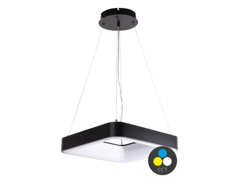 Fekete függesztett LED-lámpa, négyzet, 500x500mm, 48W, CCT Akciós ár