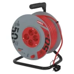 Piros hosszabbító kábel dobon 50m, 4 aljzat, kapcsolóval, PVC, 230V, 1,5mm2 Azonnal elérhető