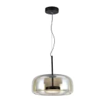Újdonság Fekete függő LED lámpa borostyán ernyővel 33cm 6W
