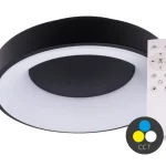 Legnépszerűbb SMART TUYA Fekete LED mennyezeti lámpa kerek 380mm 32W CCT, távirányítóval