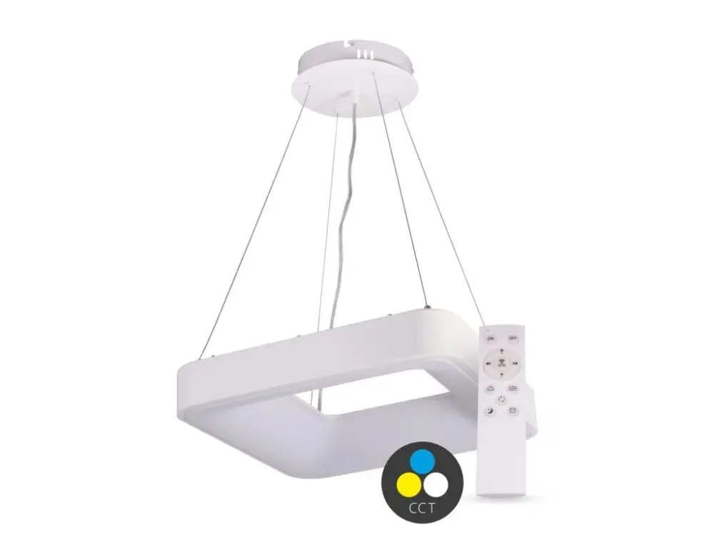 SMART TUYA Fehér függő LED lámpa négyzet alakú 600x600mm 60W CCT, távirányítóval Kiárusítás
