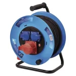 Fekete kültéri hosszabbító kábel dobon 25m, 3 aljzat, gumi, 230V/400V, 1,5mm2 Outlet