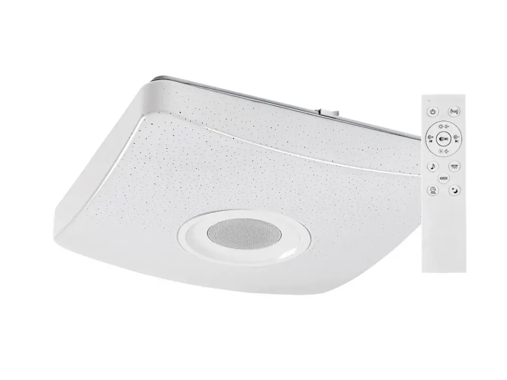 Kiárusítás Fehér LED mennyezeti lámpa Murry 365x365mm 18W RGB+CCT távirányítóval és hangszóró