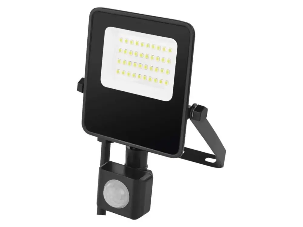 Olcsóbb Fekete LED reflektor mozgásérzékelővel 20W 150lm/W