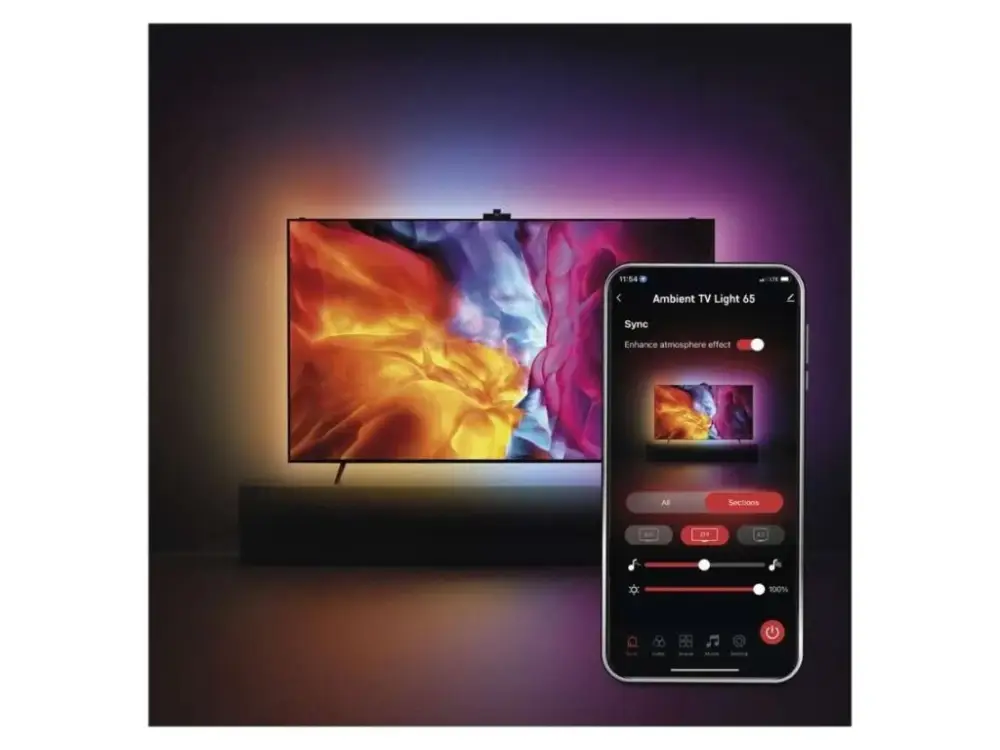 GoSmart Ambient LED RGB világítás 65“ (164cm) TV mögé WiFi-vel Vedd meg most