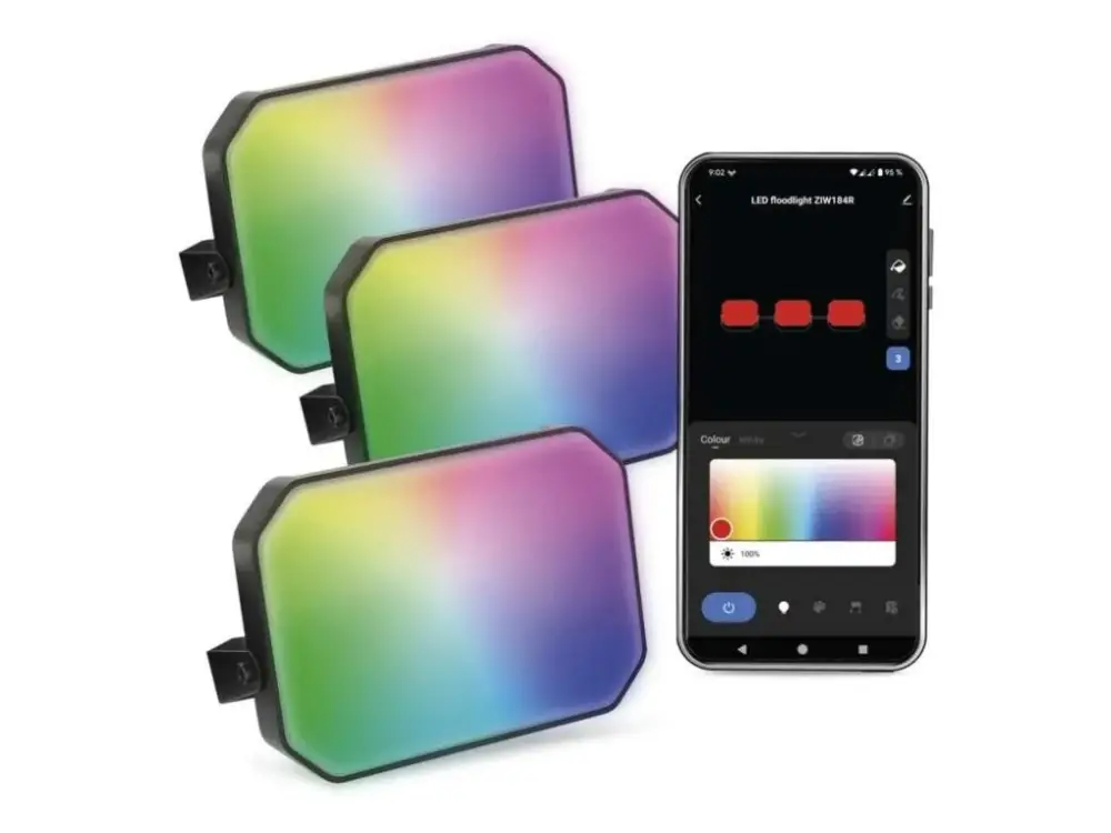 Olcsóbb GoSmart RGB+CCT LED reflektor kezdőkészlet 14W IP65 WiFi-vel, 3 darab